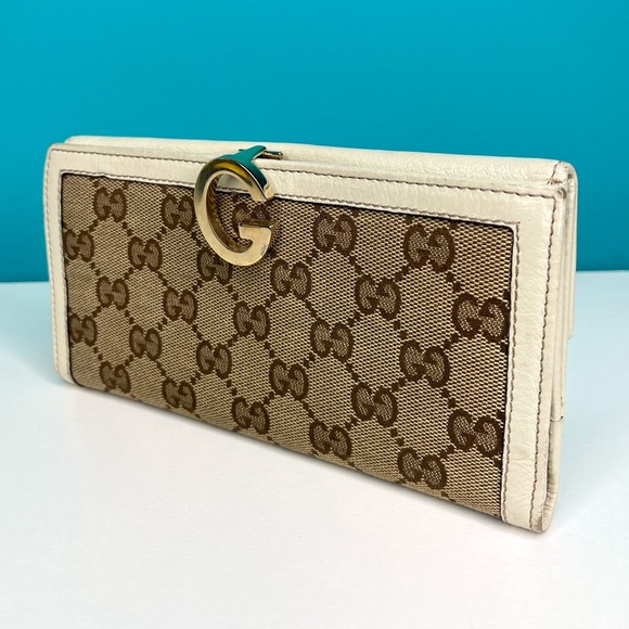 Gucci GG Monogram Cream Canvas & Leather Bifold Long Wallet - Picture 6 of 16